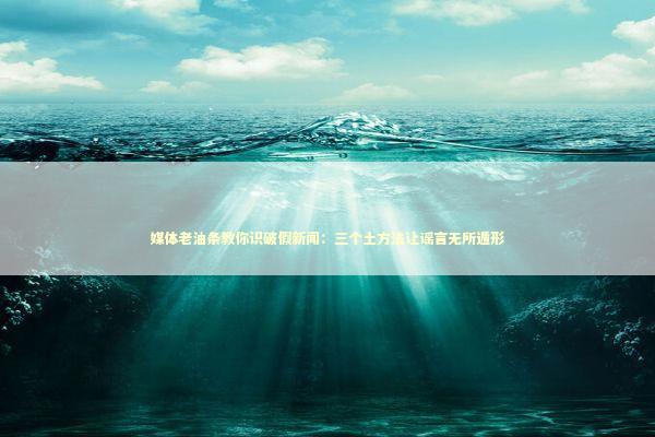 媒体老油条教你识破假新闻：三个土方法让谣言无所遁形 娱乐新闻